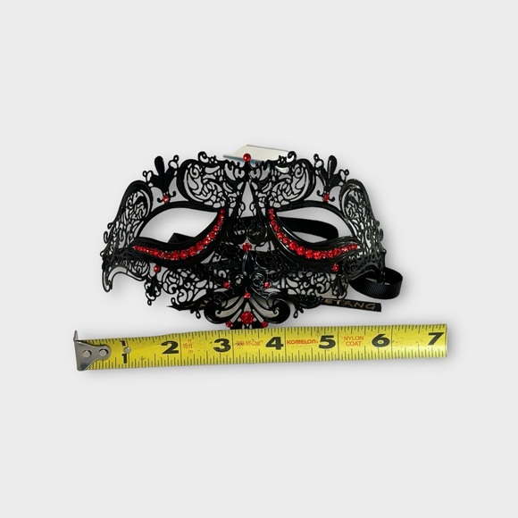 IETANG Black Red Rhinestone Masquerade Mask Ballroom Party Venetian - Picture 4 of 6